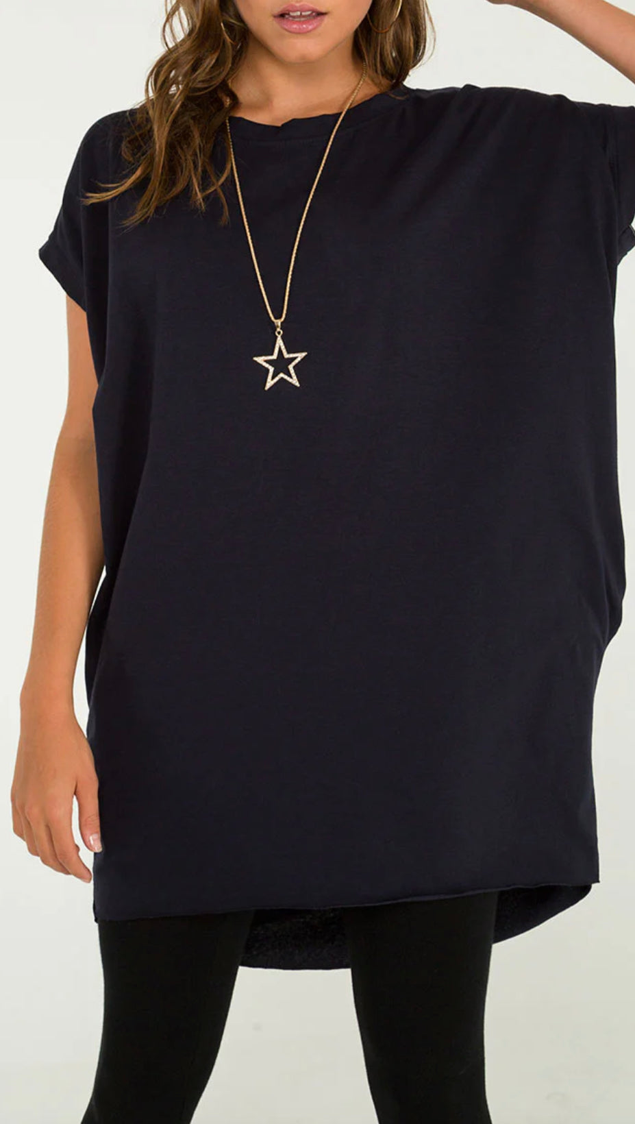 Cap sleeve longer length T-shirt