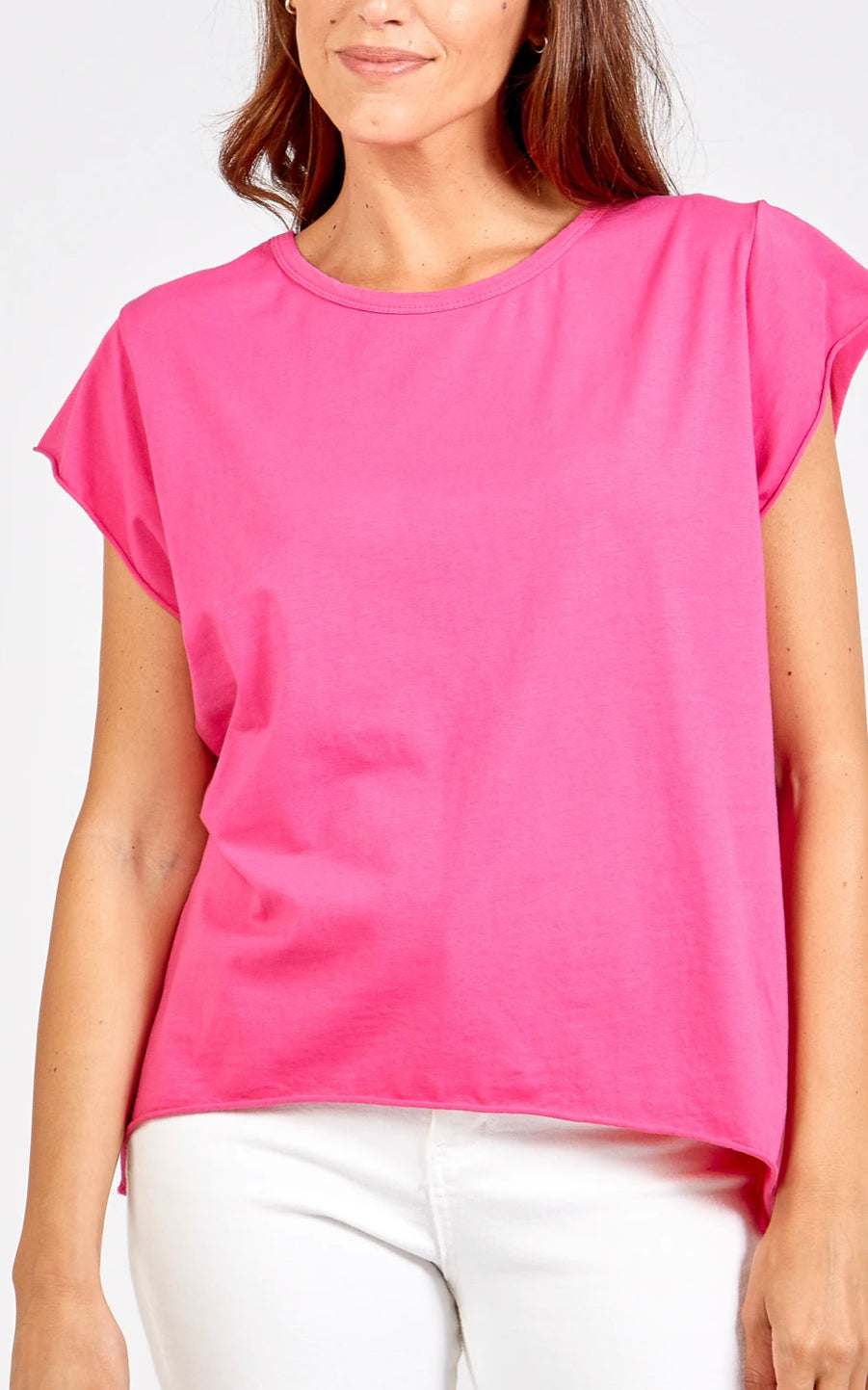 Cap sleeve roll edged top