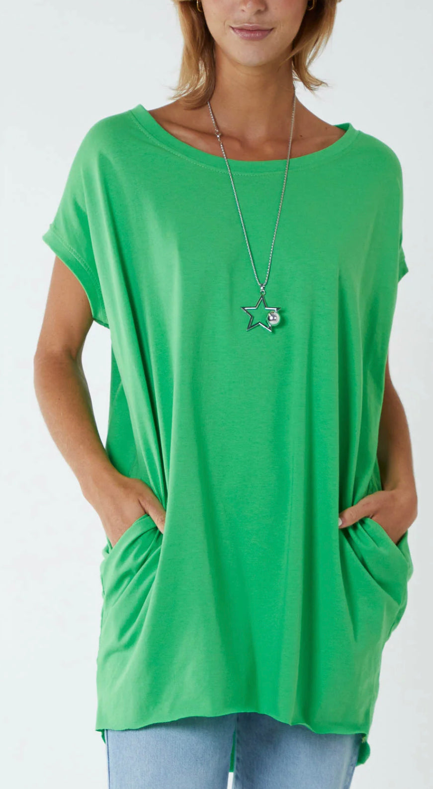 Cap sleeve longer length T-shirt