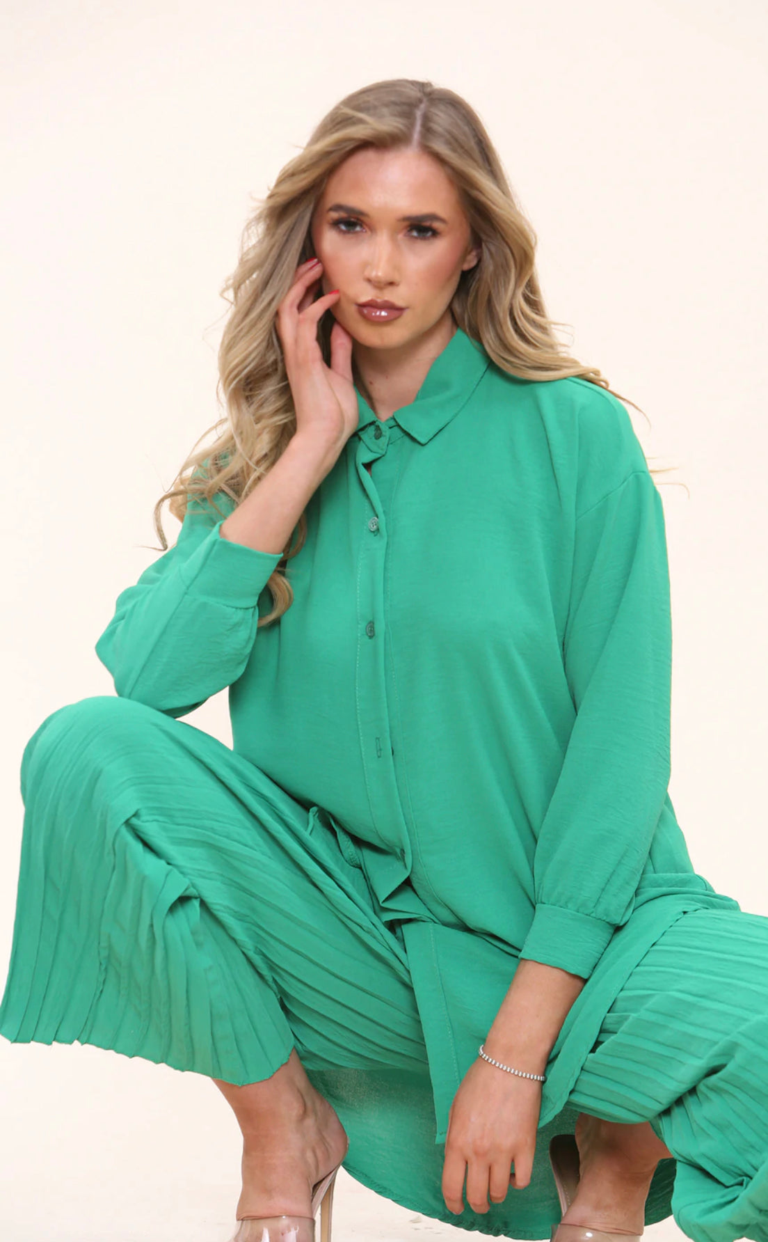 Pleated trouser and shirt set