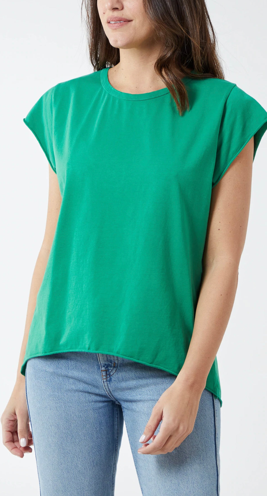 Cap sleeve roll edged top