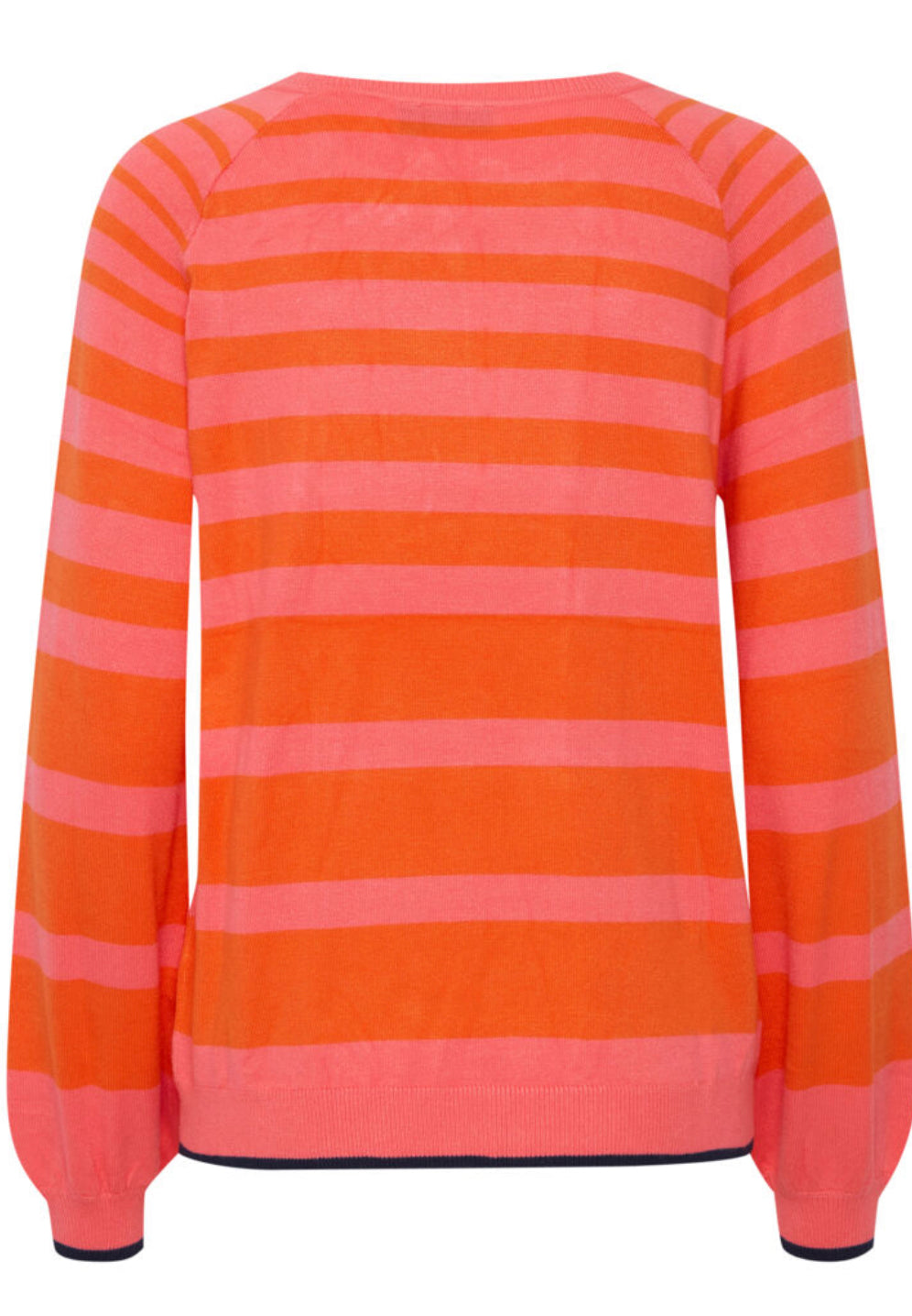 Stripy pink and orange pullover with button detail