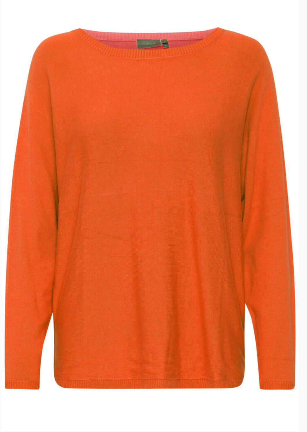 Knitted pullover in orange and pink